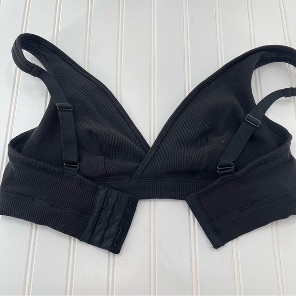 Cacique Unlined High Apex Bralette Black Ribbed Size 36DD - Picture 5 of 11